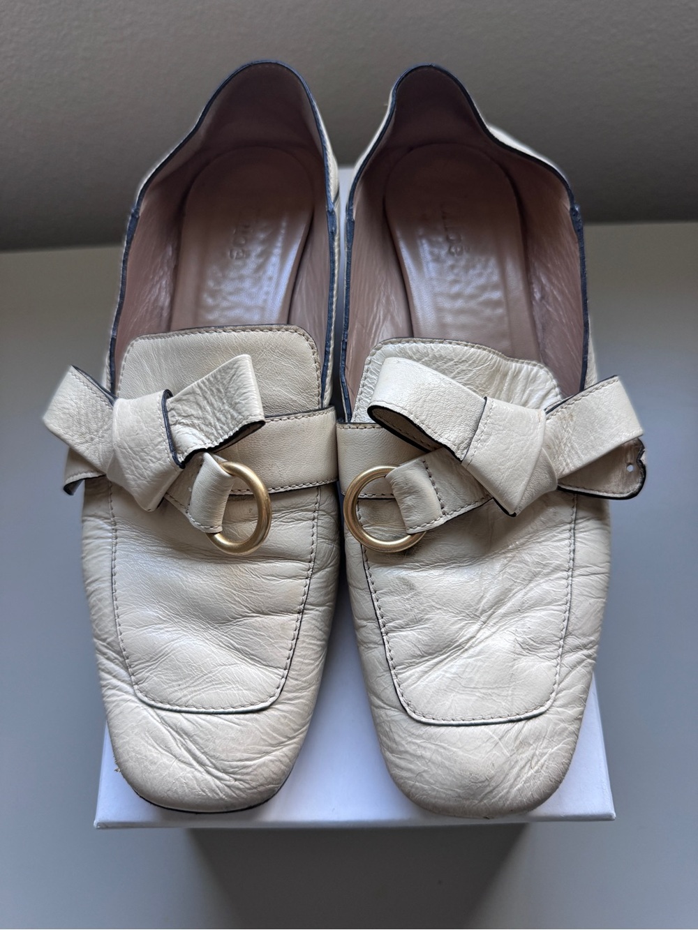 Chloè Women’s Quincy cream Patent Loafers Size 40 EU